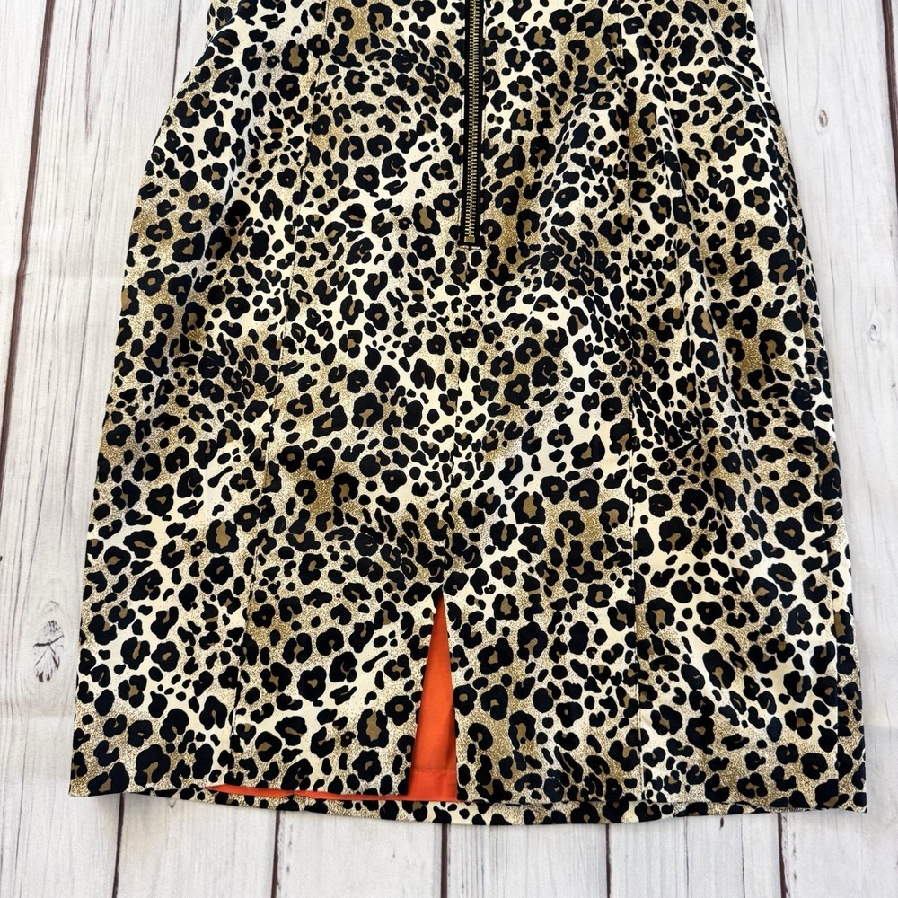 Boston Proper Leopard Print Sheath Dress with Orange Lining - Picture 10 of 10